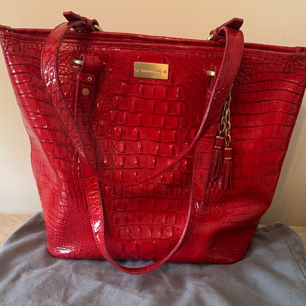 Brahmin Scarlet Croc-Embossed Tote